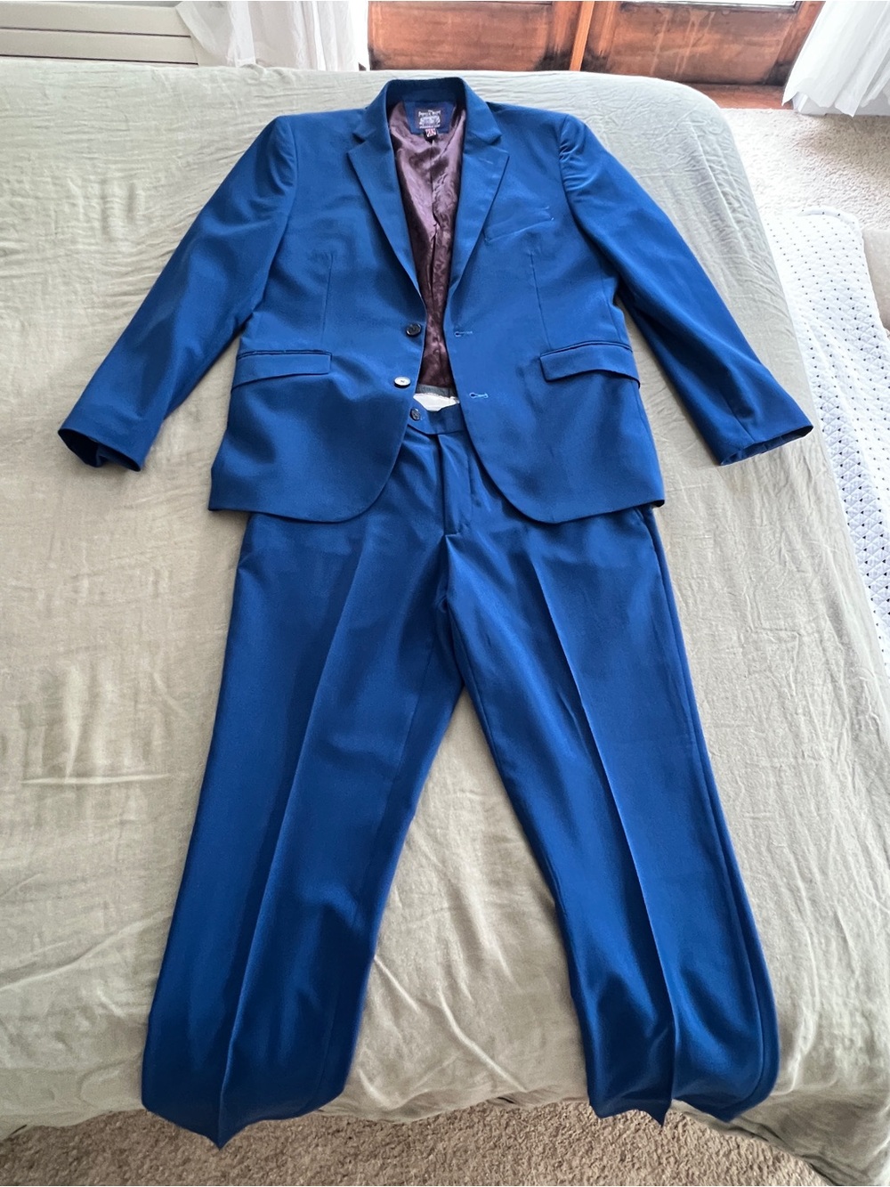The Savil Row, Classic Blue Men's Suit Jacket & Flat Front Pants